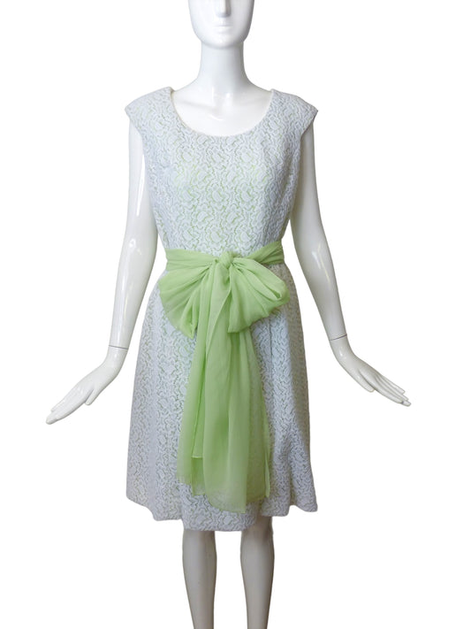1960s Lace & Chiffon Cocktail Dress, Size 8