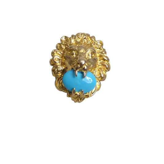 GUCCI- Gold Jeweled Lions Head Ring