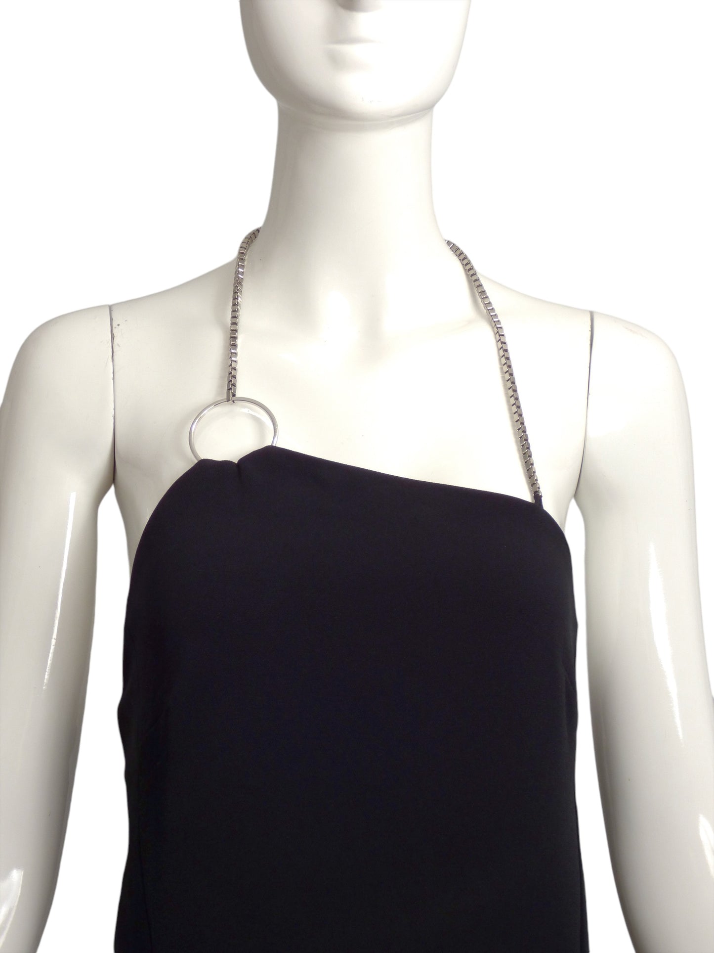 THIERRY MUGLER- NWT Black Crepe & Rhinestone Halter Dress, Size 10