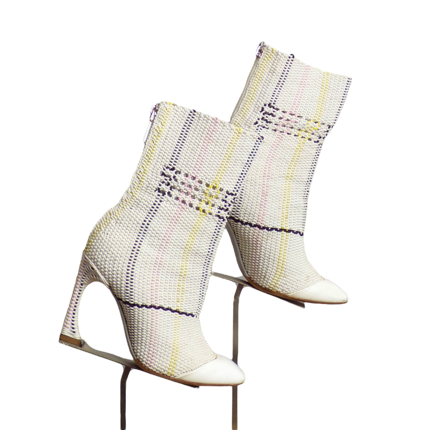 CHRISTIAN DIOR- 2015 White Woven Booties, Size 36