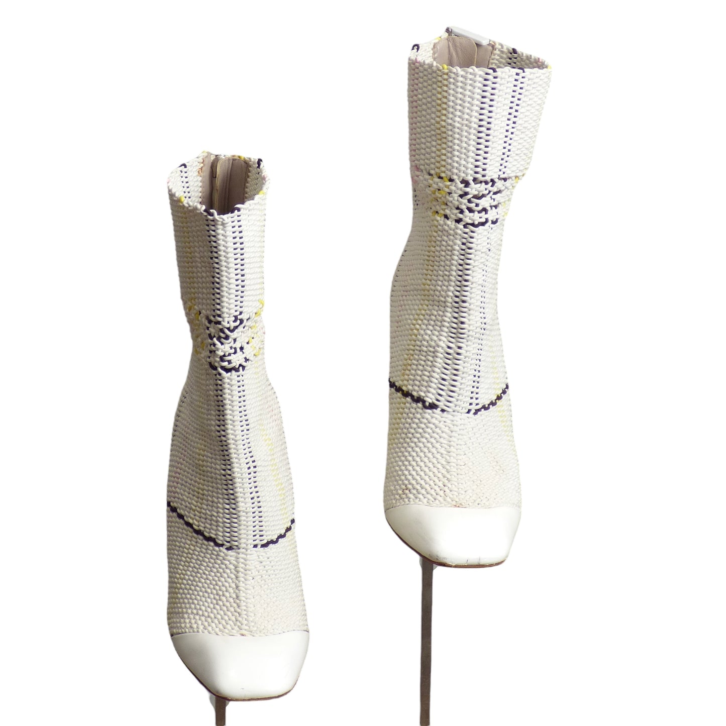 CHRISTIAN DIOR- 2015 White Woven Booties, Size 36