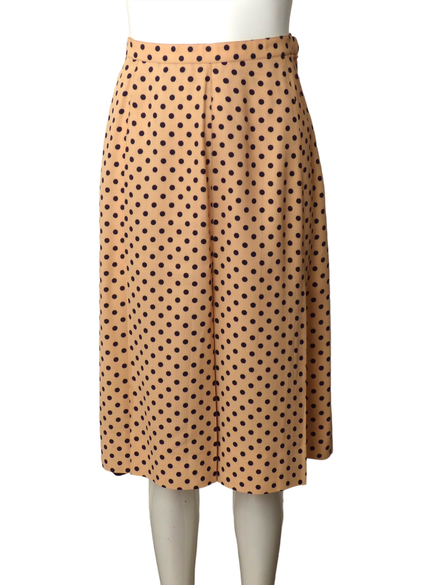 YVES SAINT LAURENT- 1980s Crepe Polka Dot Skirt, Size 2