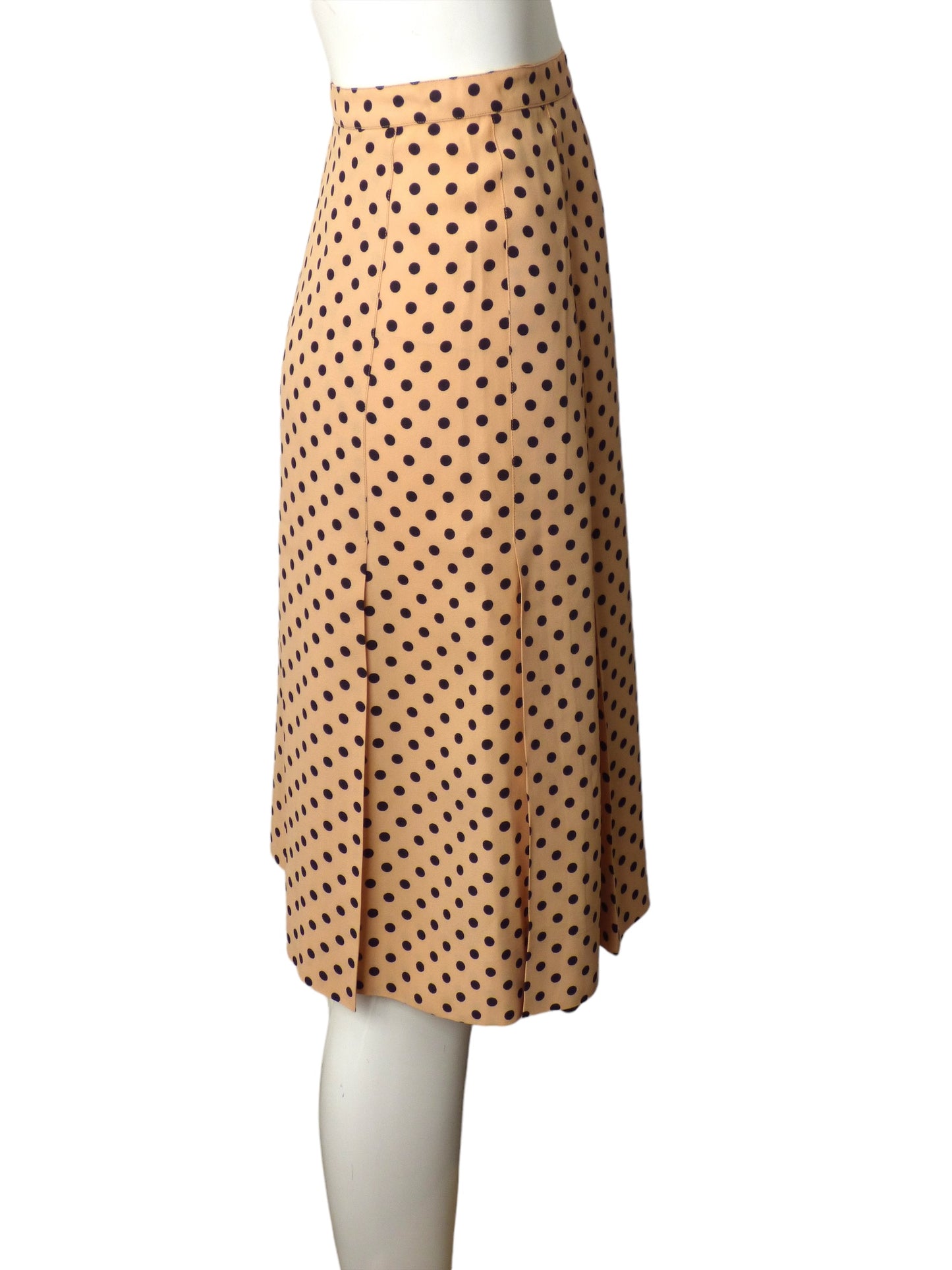 YVES SAINT LAURENT- 1980s Crepe Polka Dot Skirt, Size 2