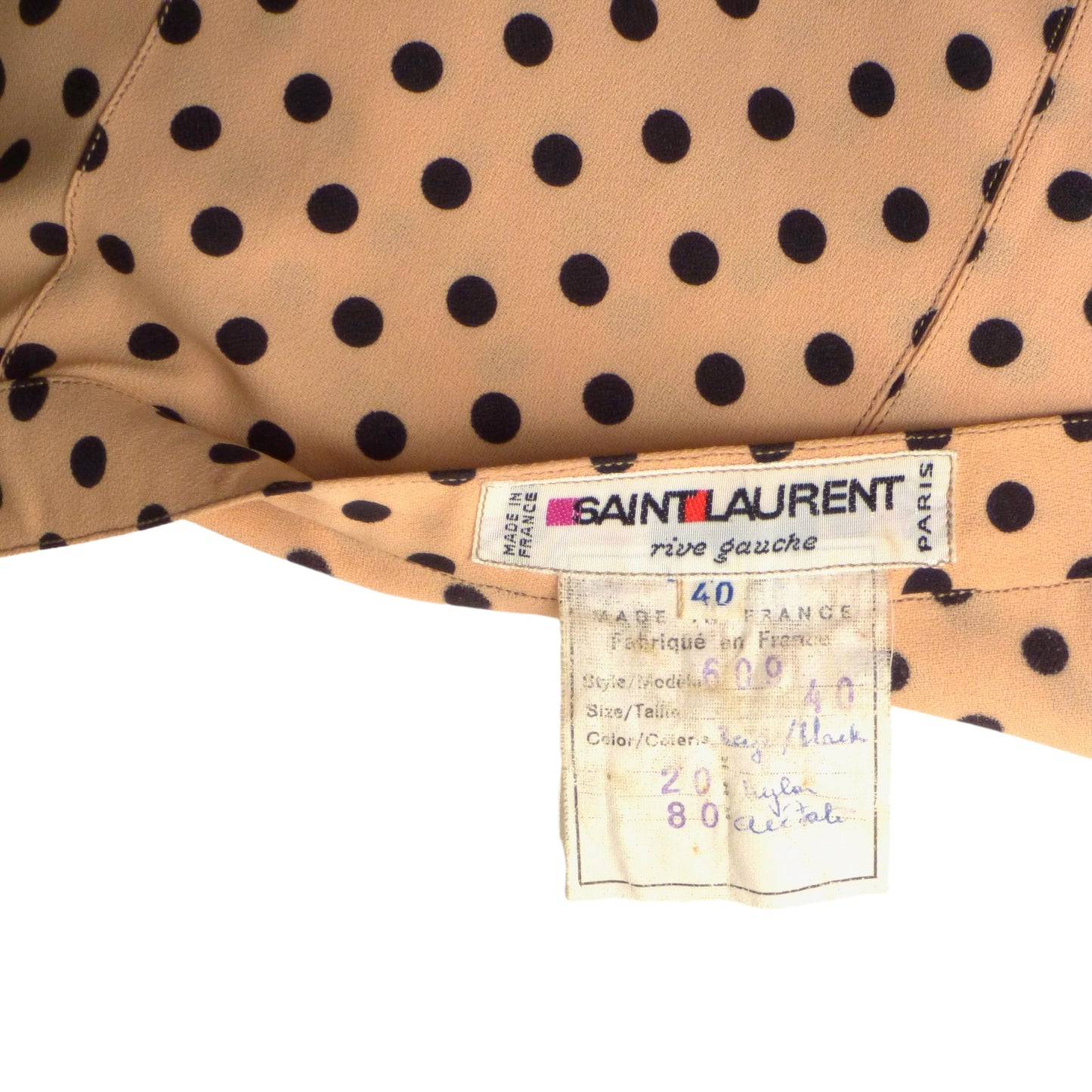 YVES SAINT LAURENT- 1980s Crepe Polka Dot Skirt, Size 2