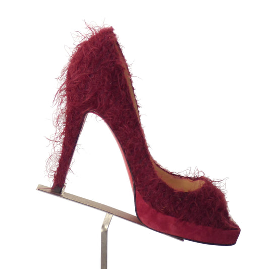 CHRISTIAN LOUBOUTIN- Burgundy Eyelash Platform Pumps, Size 39.5