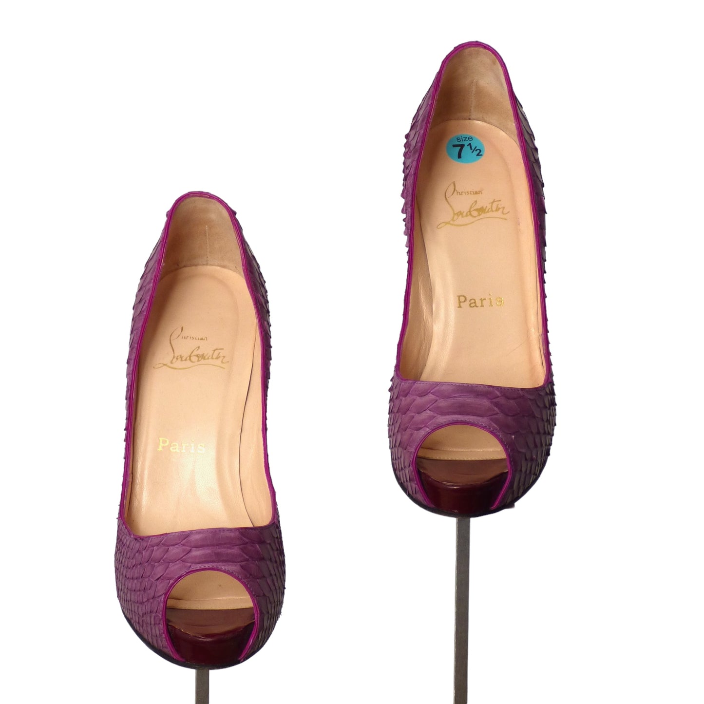 CHRISTIAN LOUBOUTIN- Purple Snakeskin Pumps, Size 38