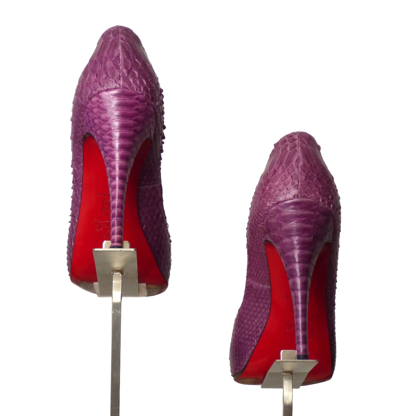 CHRISTIAN LOUBOUTIN- Purple Snakeskin Pumps, Size 38