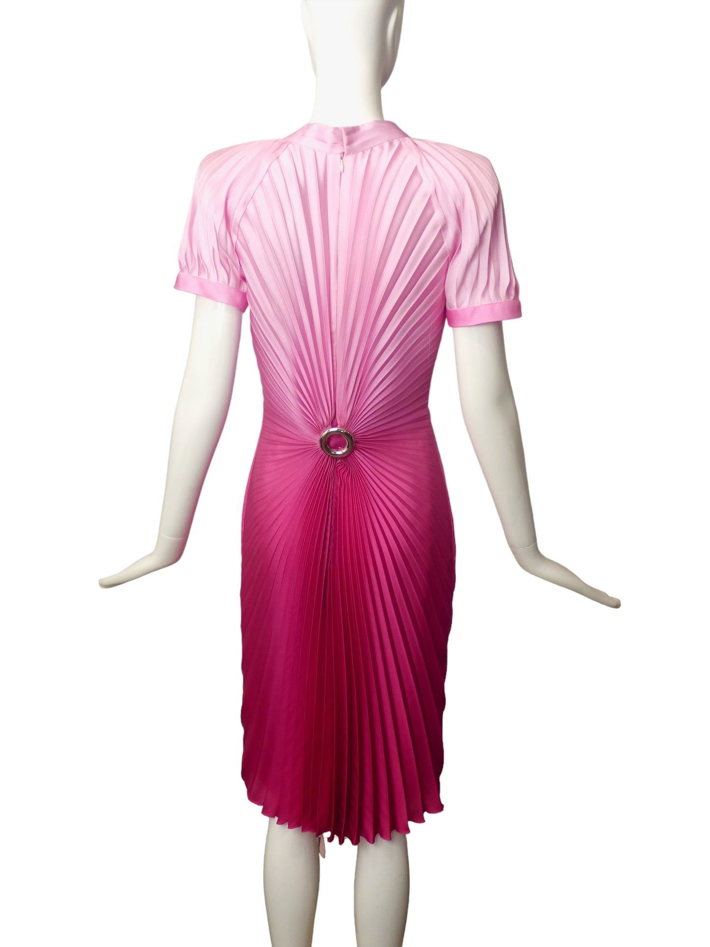 THIERRY MUGLER- 2010 NWT Pink Accordion Pleat Dress, Size 10