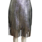 DROME- NWT Silver Metallic Fringe Leather Skirt, Size 6