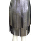 DROME- NWT Silver Metallic Fringe Leather Skirt, Size 6