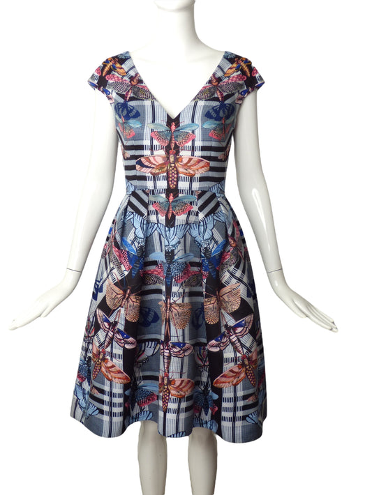 TEMPERLEY-NWT Moth Print Satin Dress, Size 4