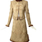 VALENTINO- Brocade & Fur Skirt Suit, Size 8