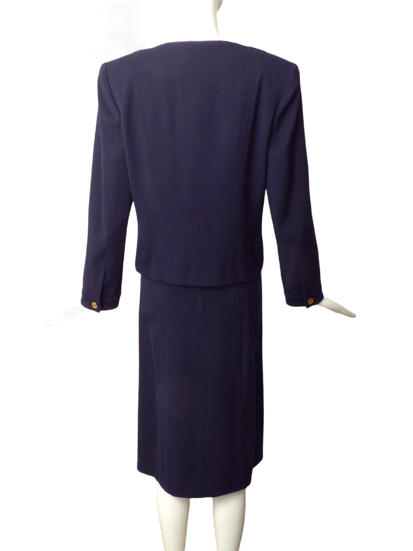 CHANEL- 1986 Navy Wool Skirt Suit, Size 10