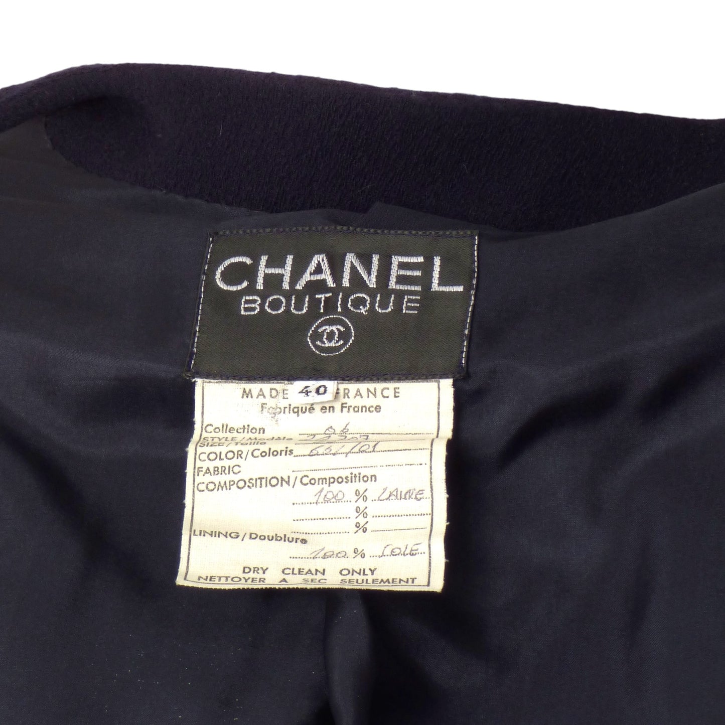 CHANEL- 1986 Navy Wool Skirt Suit, Size 10