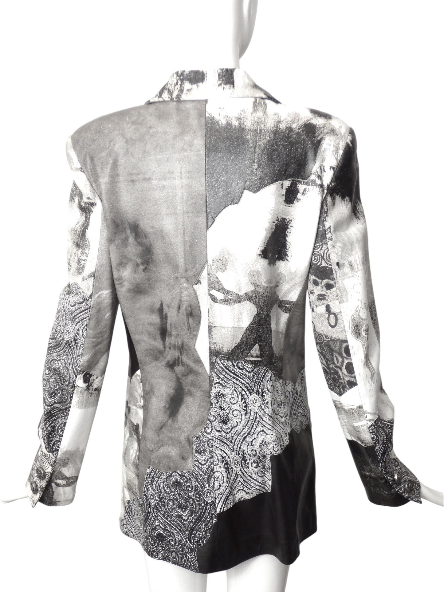 ROBERTO CAVALLI- 1990s Printed Leather Blazer, Size 6