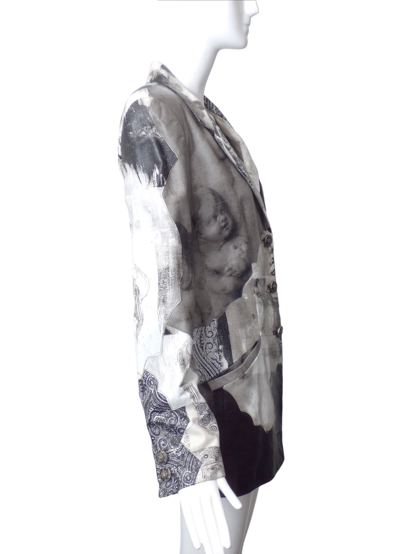 ROBERTO CAVALLI- 1990s Printed Leather Blazer, Size 6