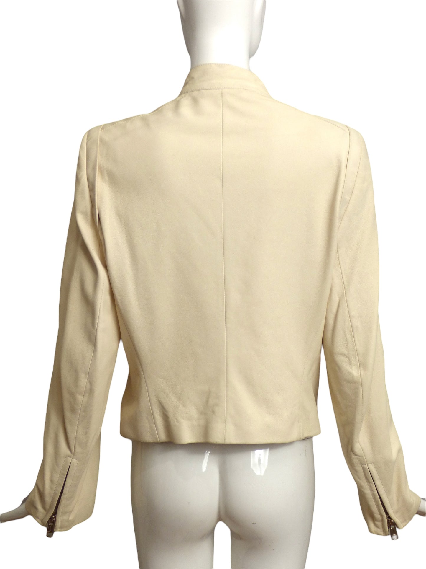 ANN DEMEULEMEESTER-  AS IS Ivory Leather Moto Jacket, Size 6