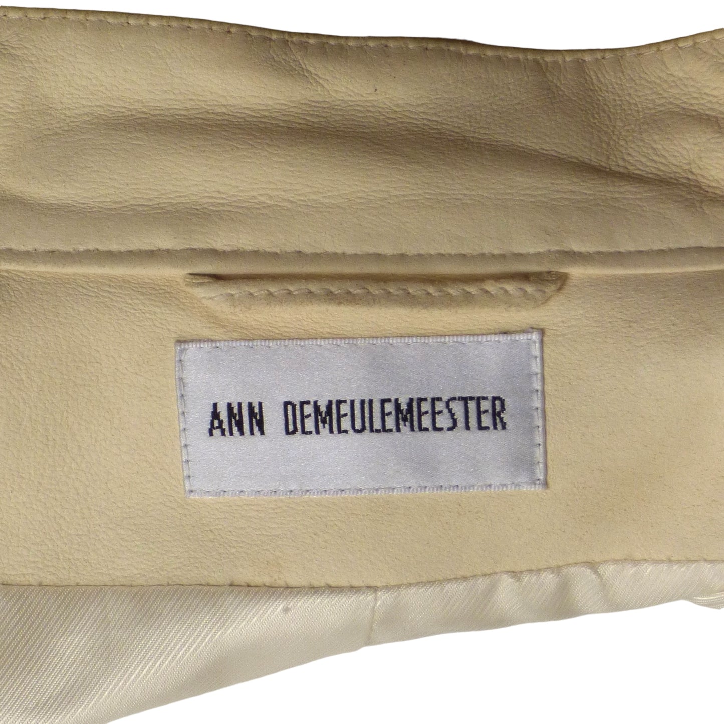 ANN DEMEULEMEESTER-  AS IS Ivory Leather Moto Jacket, Size 6