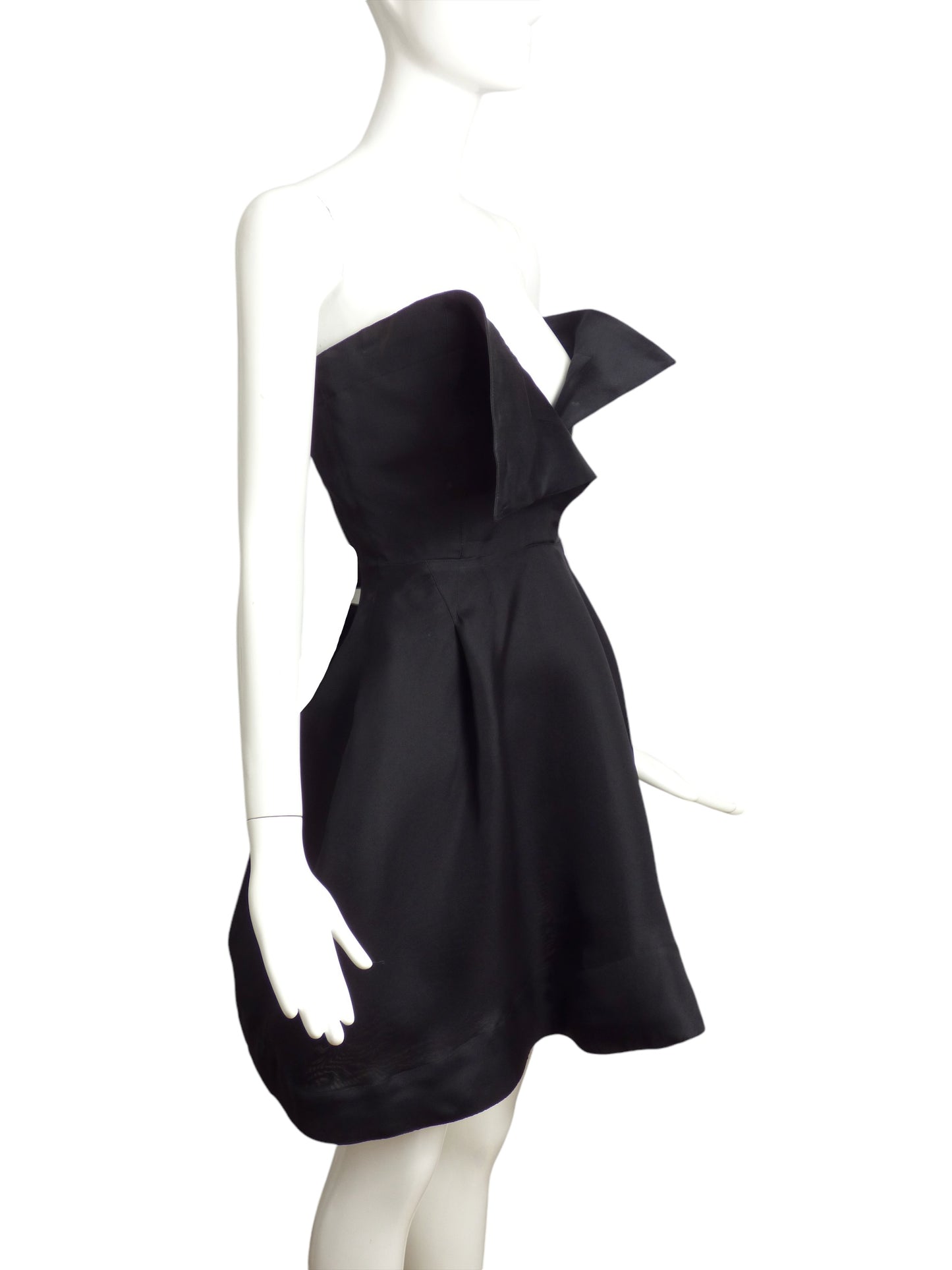 CLAUDE MONTANA- 1980s Black Silk Gazar Mini Dress, Size 8