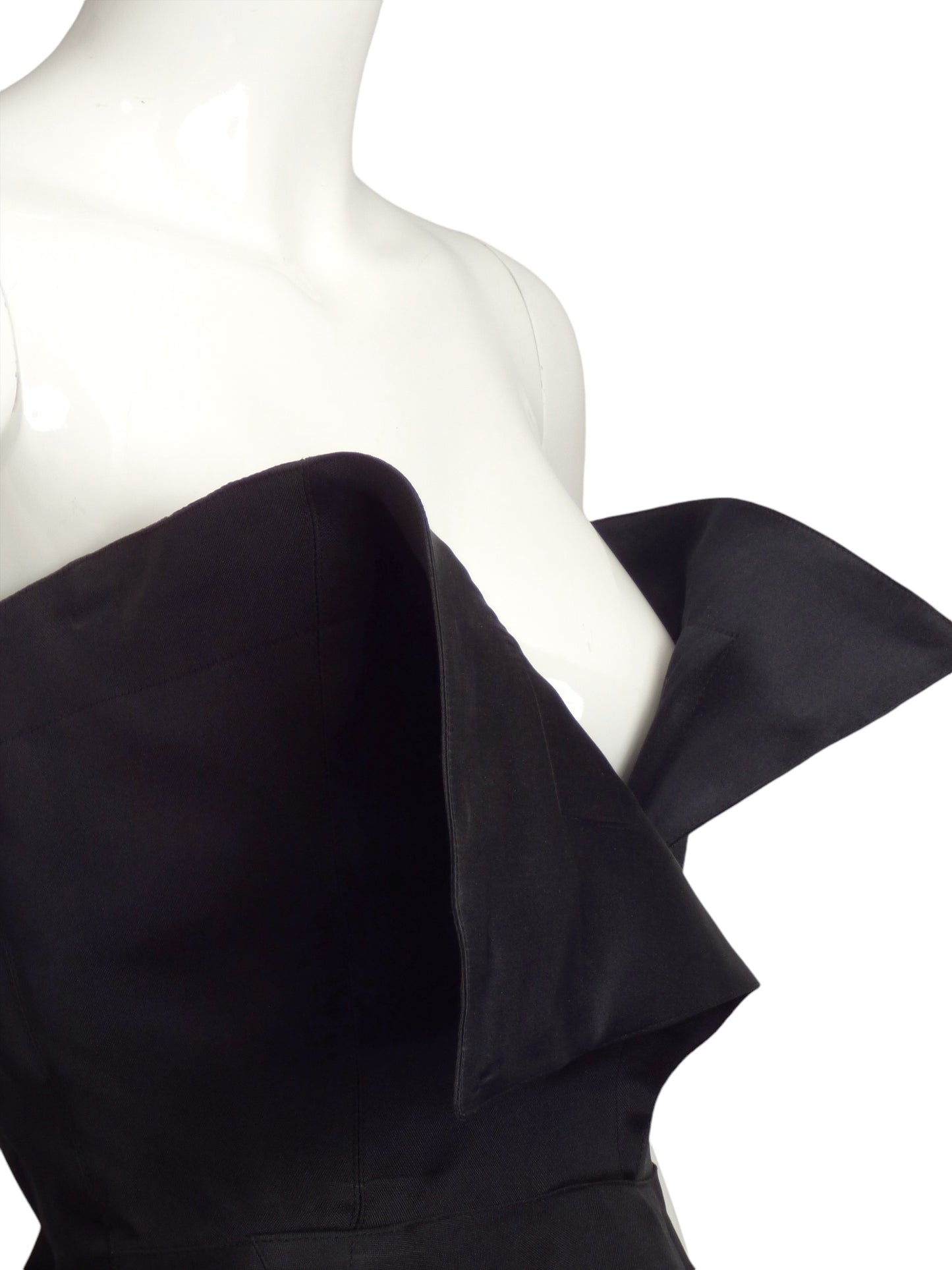 CLAUDE MONTANA- 1980s Black Silk Gazar Mini Dress, Size 8