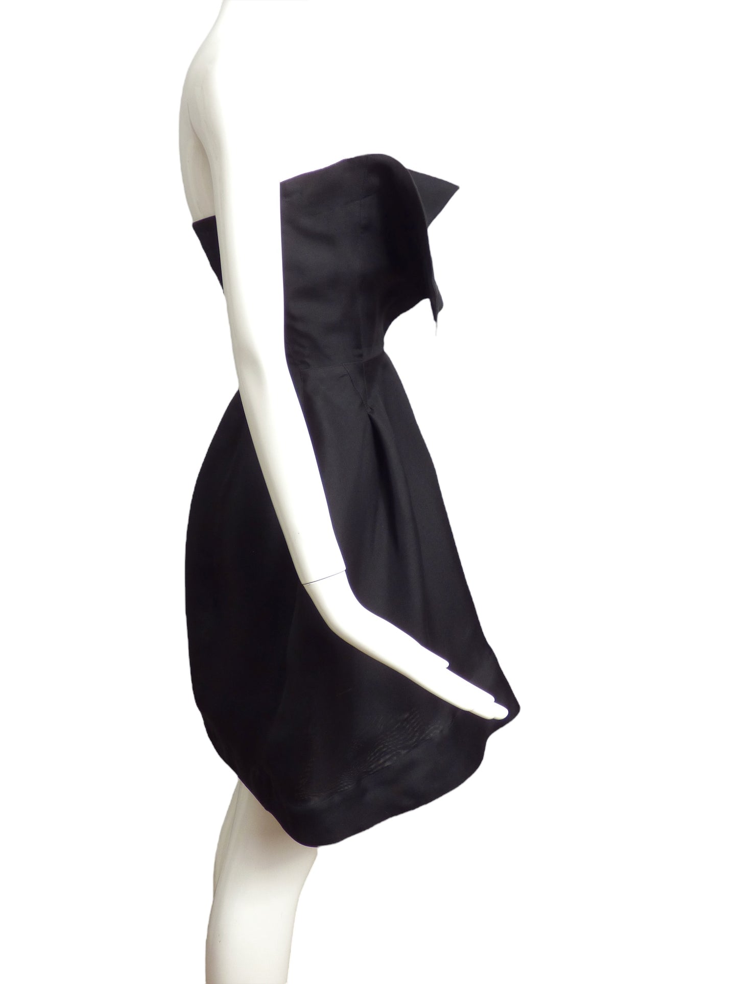 CLAUDE MONTANA- 1980s Black Silk Gazar Mini Dress, Size 8