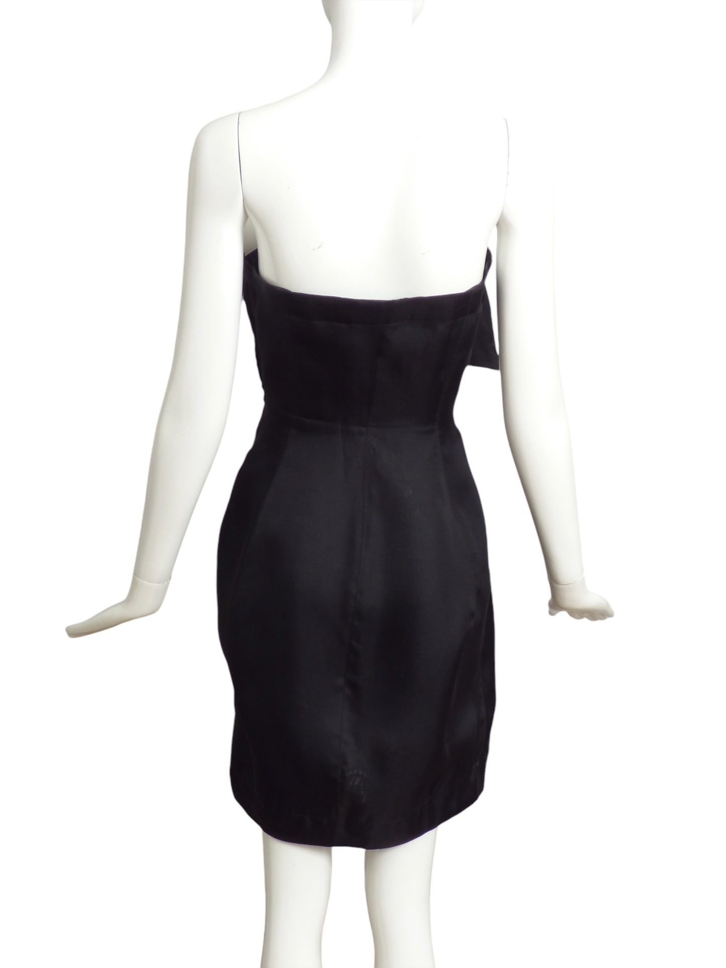 CLAUDE MONTANA- 1980s Black Silk Gazar Mini Dress, Size 8