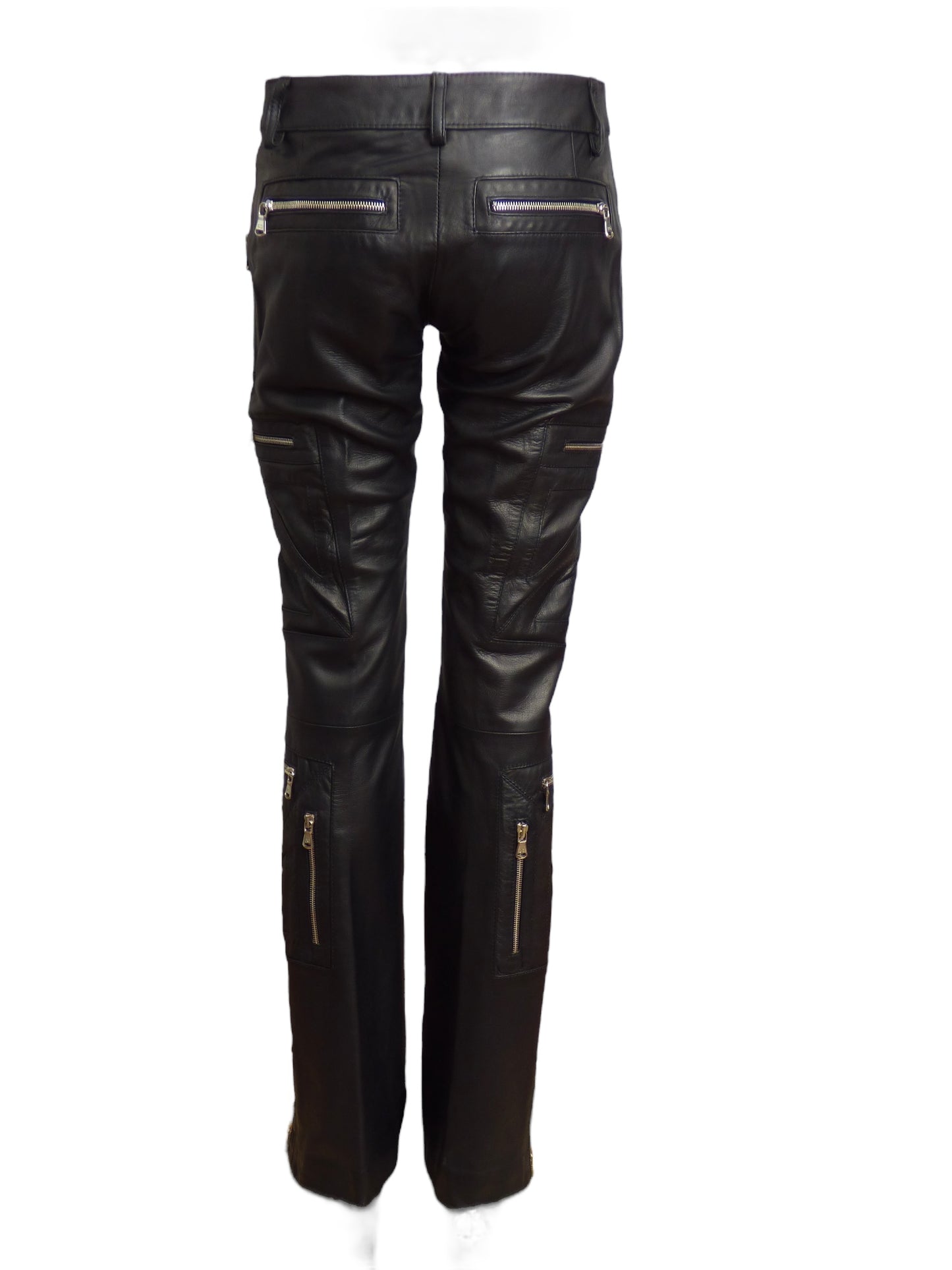 DOLCE & GABBANA- NWT Black Leather Zipper Pants, Size 4