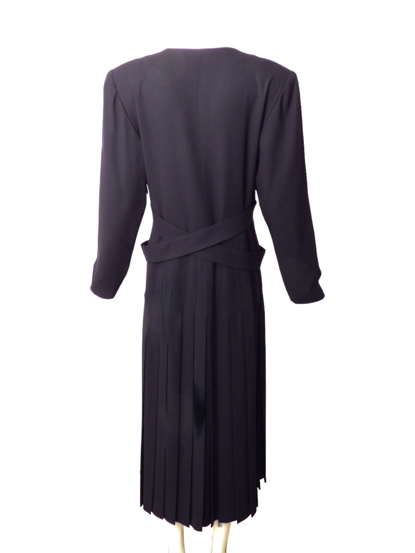 CHLOE- 1980s Navy Wool Crepe Dress, Size 10