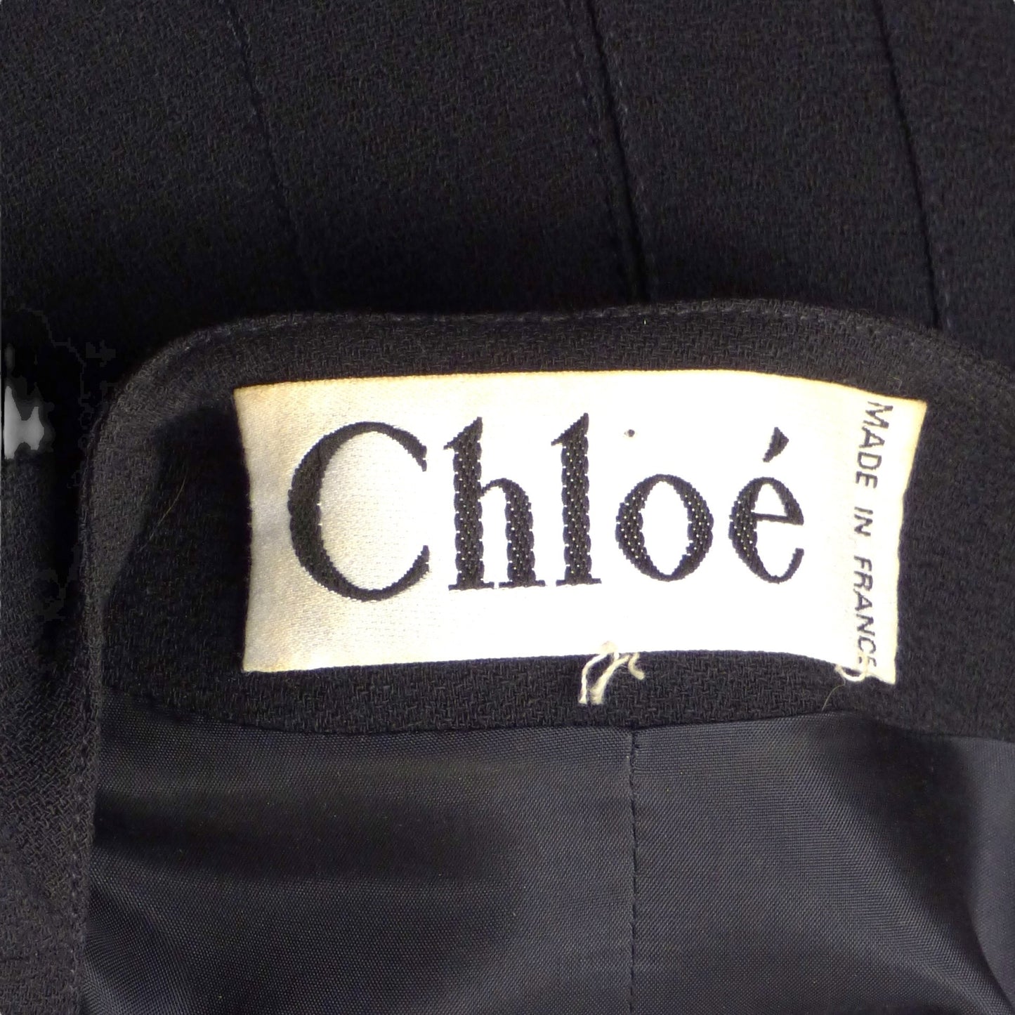 CHLOE- 1980s Navy Wool Crepe Dress, Size 10