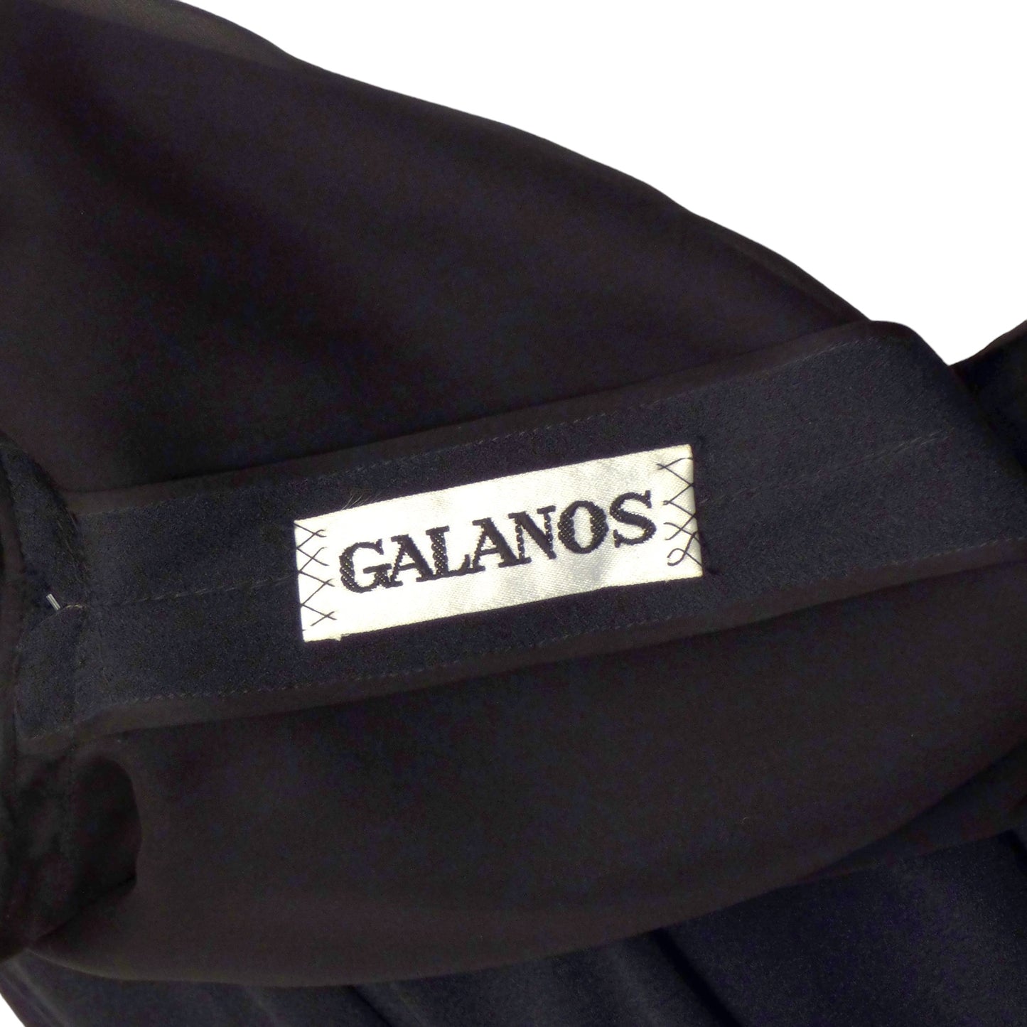 GALANOS- 1980s Black Silk Evening Gown, Size 10