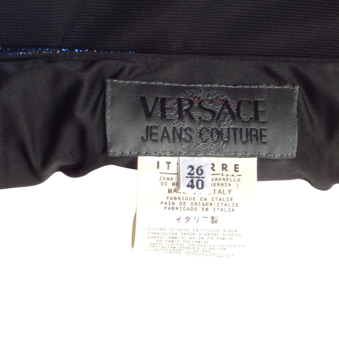 VERSACE JEANS COUTURE- 1990s Lurex Knit Mini Skirt, Size 6