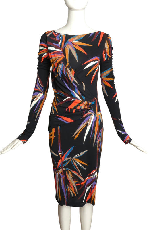 EMILIO PUCCI- 2017 Bamboo Leaf Print Jersey Dress, Size 6