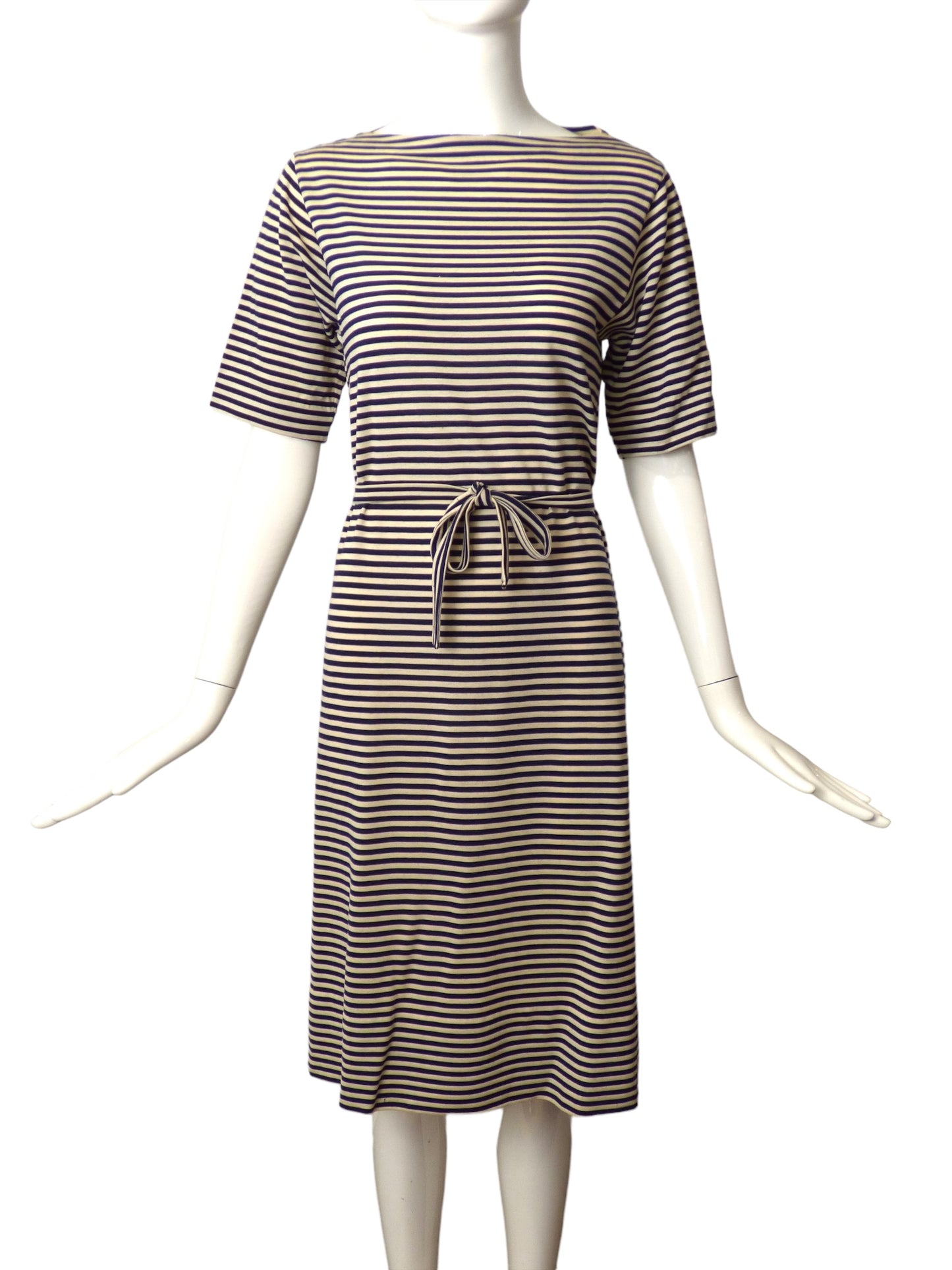 MARCHESA DI GRESY-1970s Wool Knit Stripe Dress, Size 6