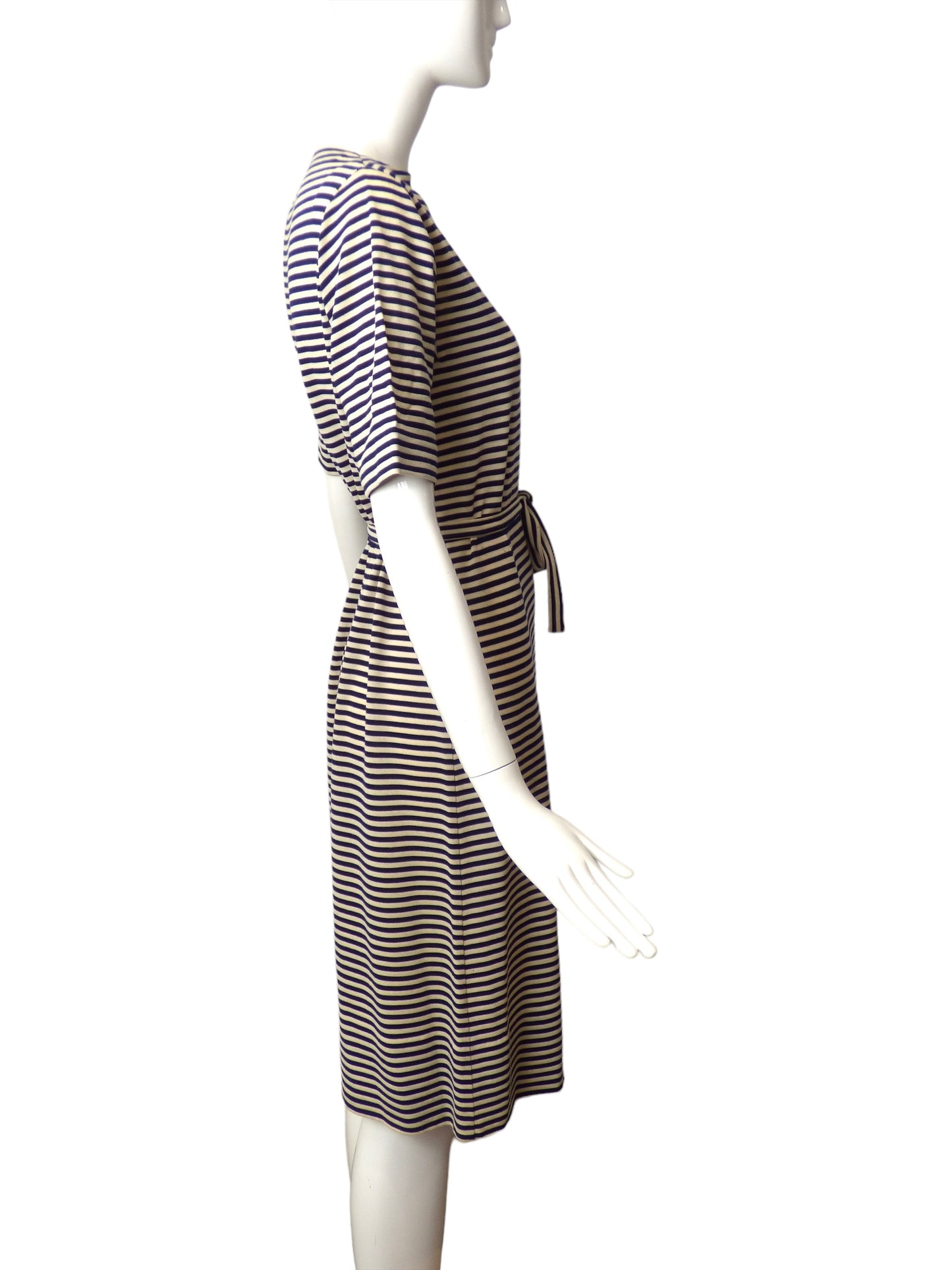 MARCHESA DI GRESY-1970s Wool Knit Stripe Dress, Size 6