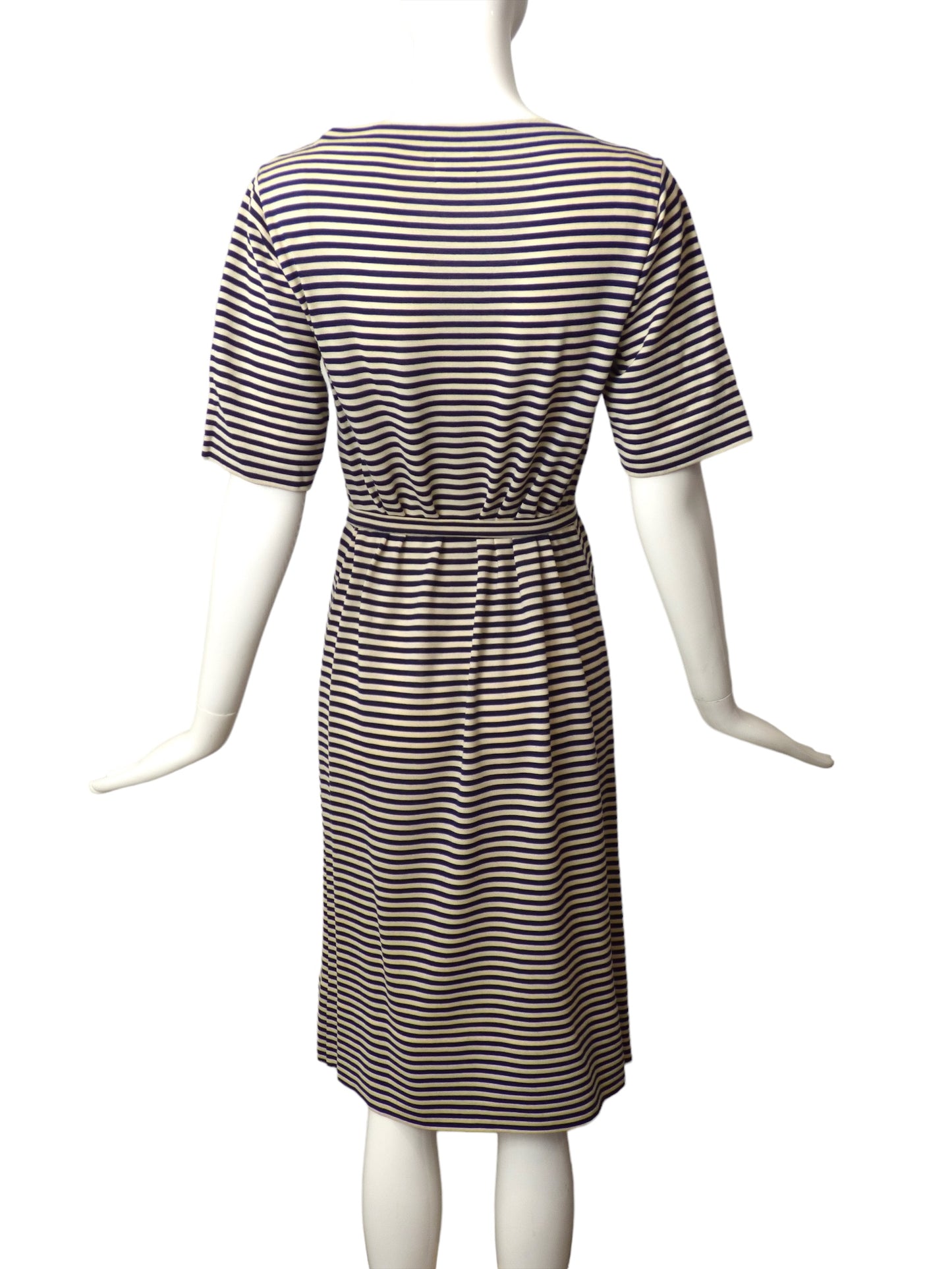 MARCHESA DI GRESY-1970s Wool Knit Stripe Dress, Size 6