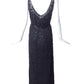 1960s Black Beaded Evening Gown, Size 8