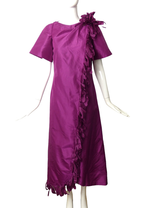 MANUEL MENDEZ- 1970s Purple Taffeta Wrap Gown, Size 4