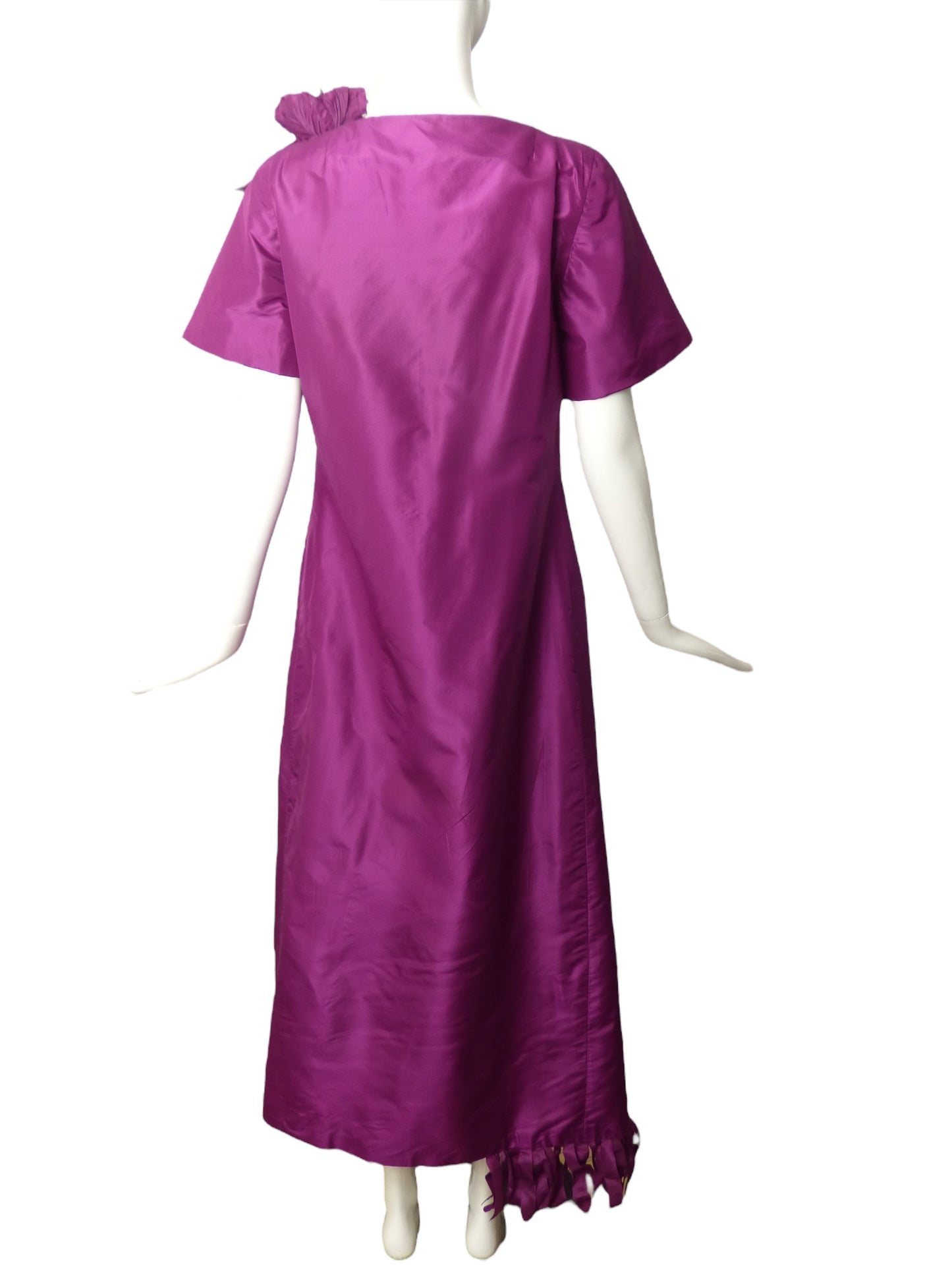 MANUEL MENDEZ- 1970s Purple Taffeta Wrap Gown, Size 4