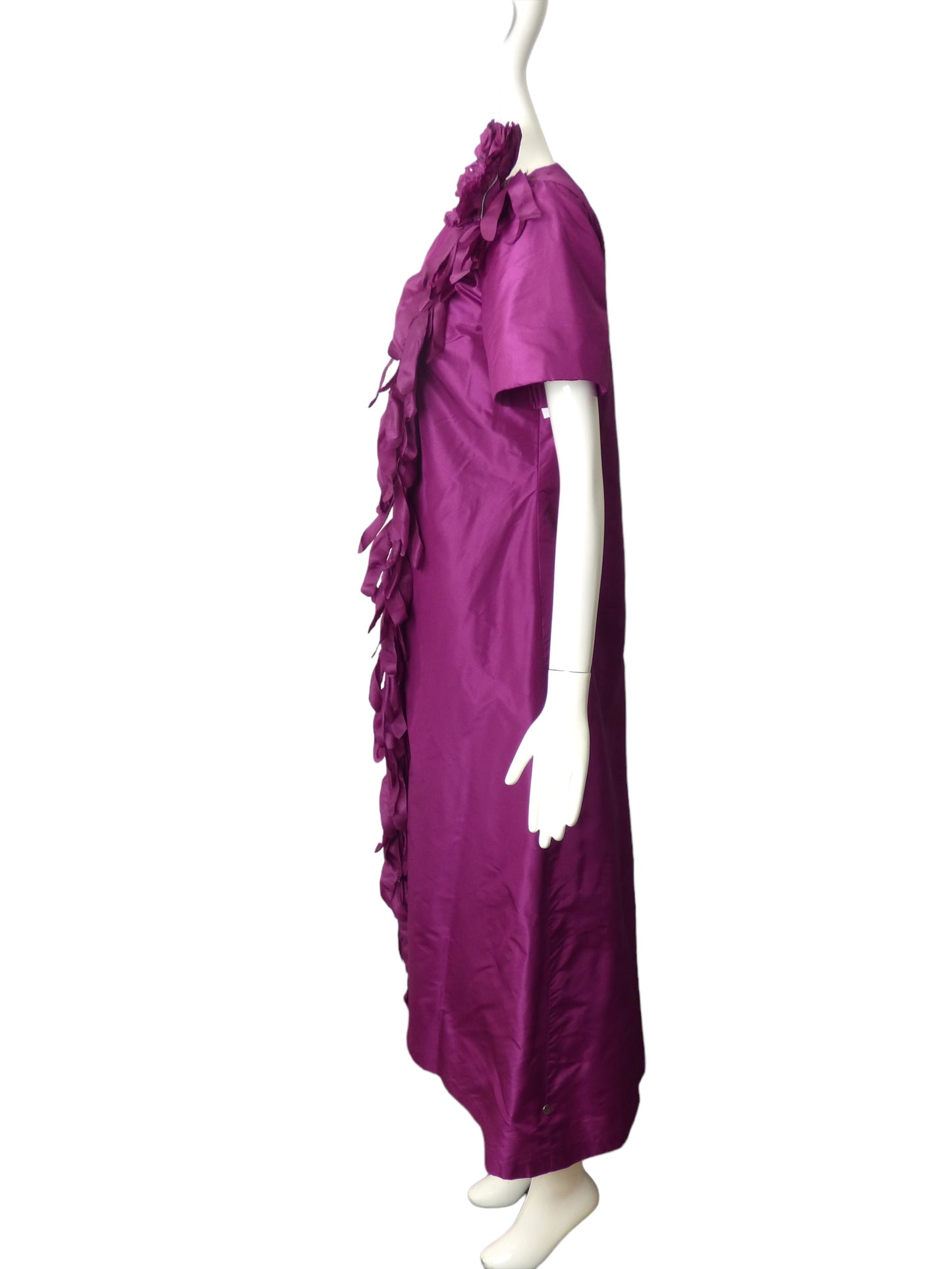 MANUEL MENDEZ- 1970s Purple Taffeta Wrap Gown, Size 4