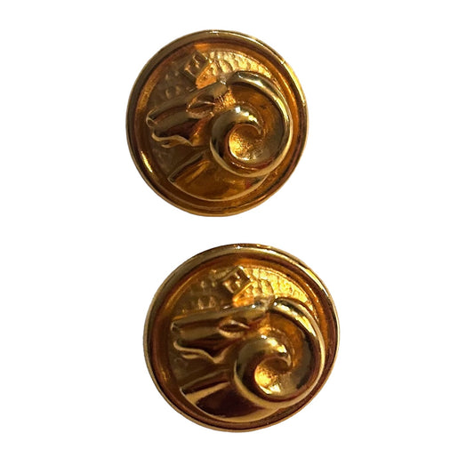 FENDI-1990s Gold Tone Metal Button Earrings