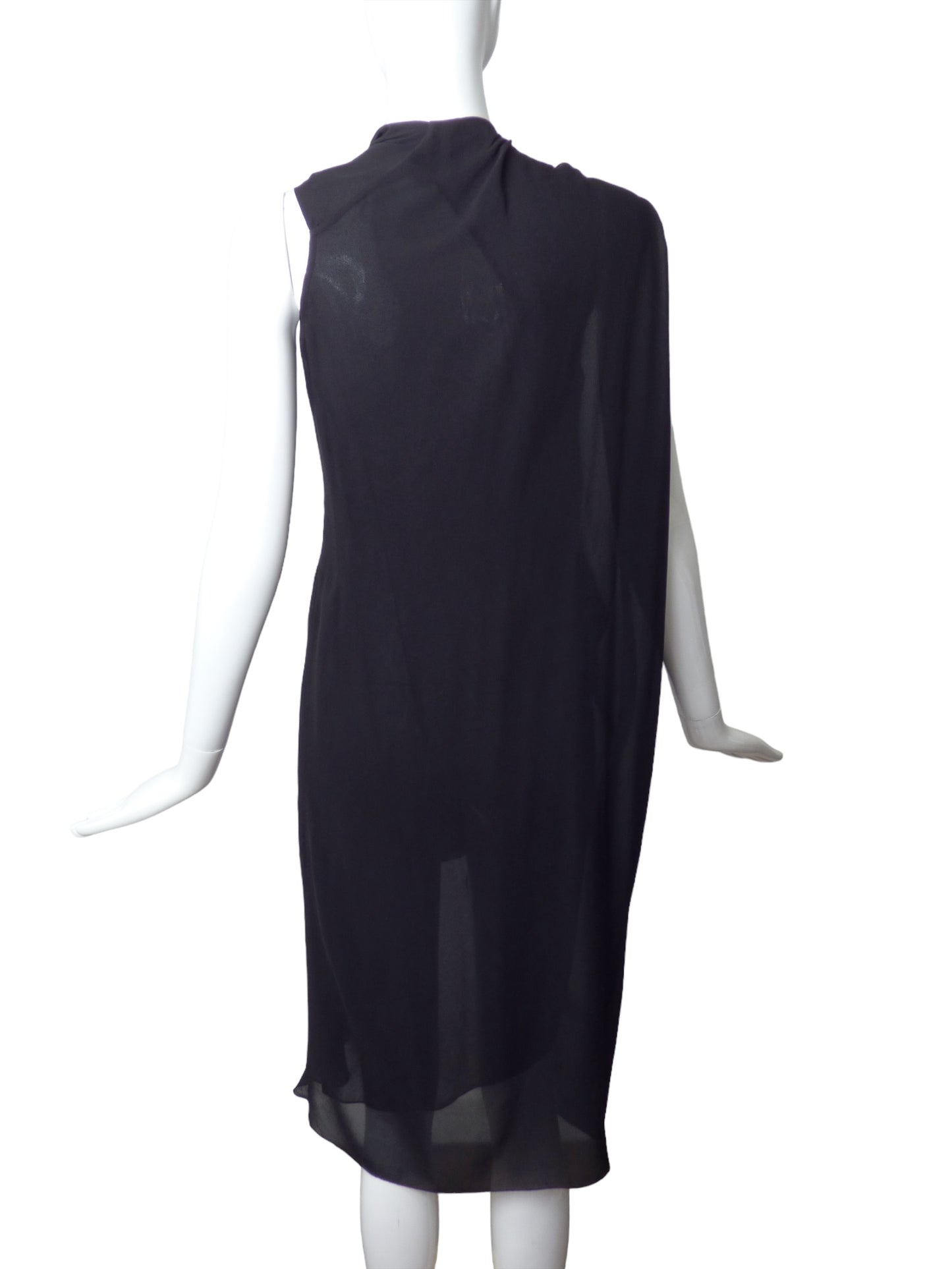 RICK OWENS 2012 Black Crepe Draped Dress, Size 6