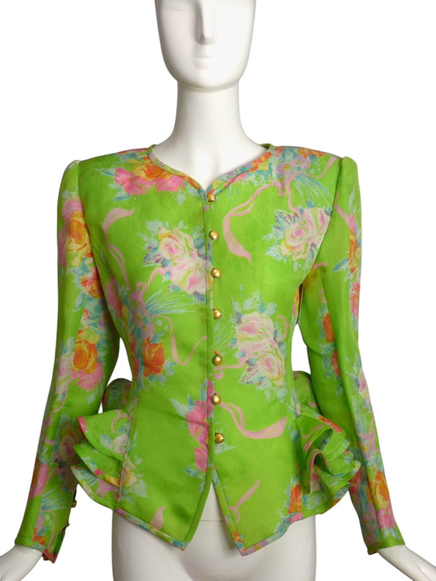 EMANUEL UNGARO- 1980s Floral Organza Jacket, Size 6