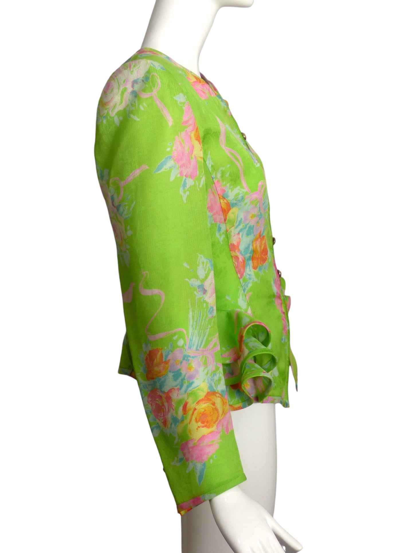 EMANUEL UNGARO- 1980s Floral Organza Jacket, Size 6