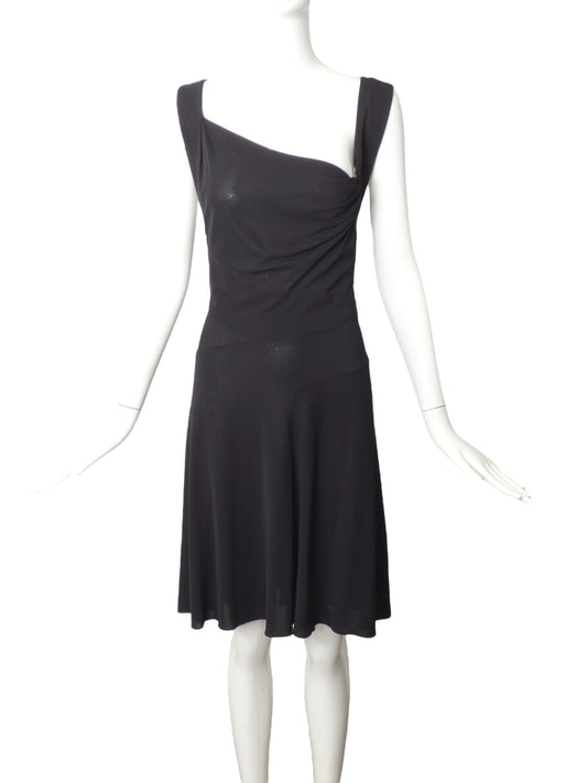 ALAIA- Black Crepe Cowlneck Dress, Size 12