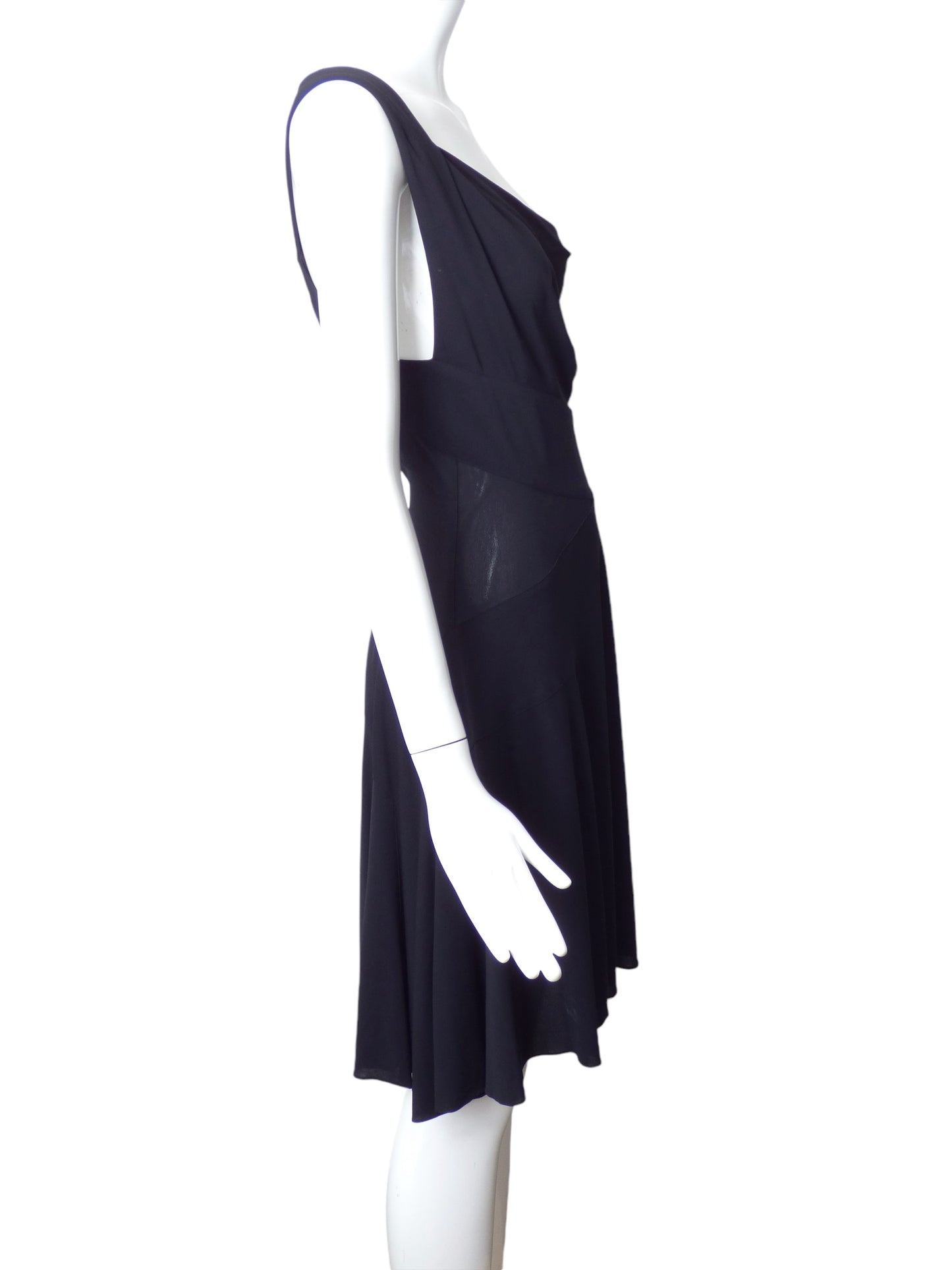 ALAIA- Black Crepe Cowlneck Dress, Size 12