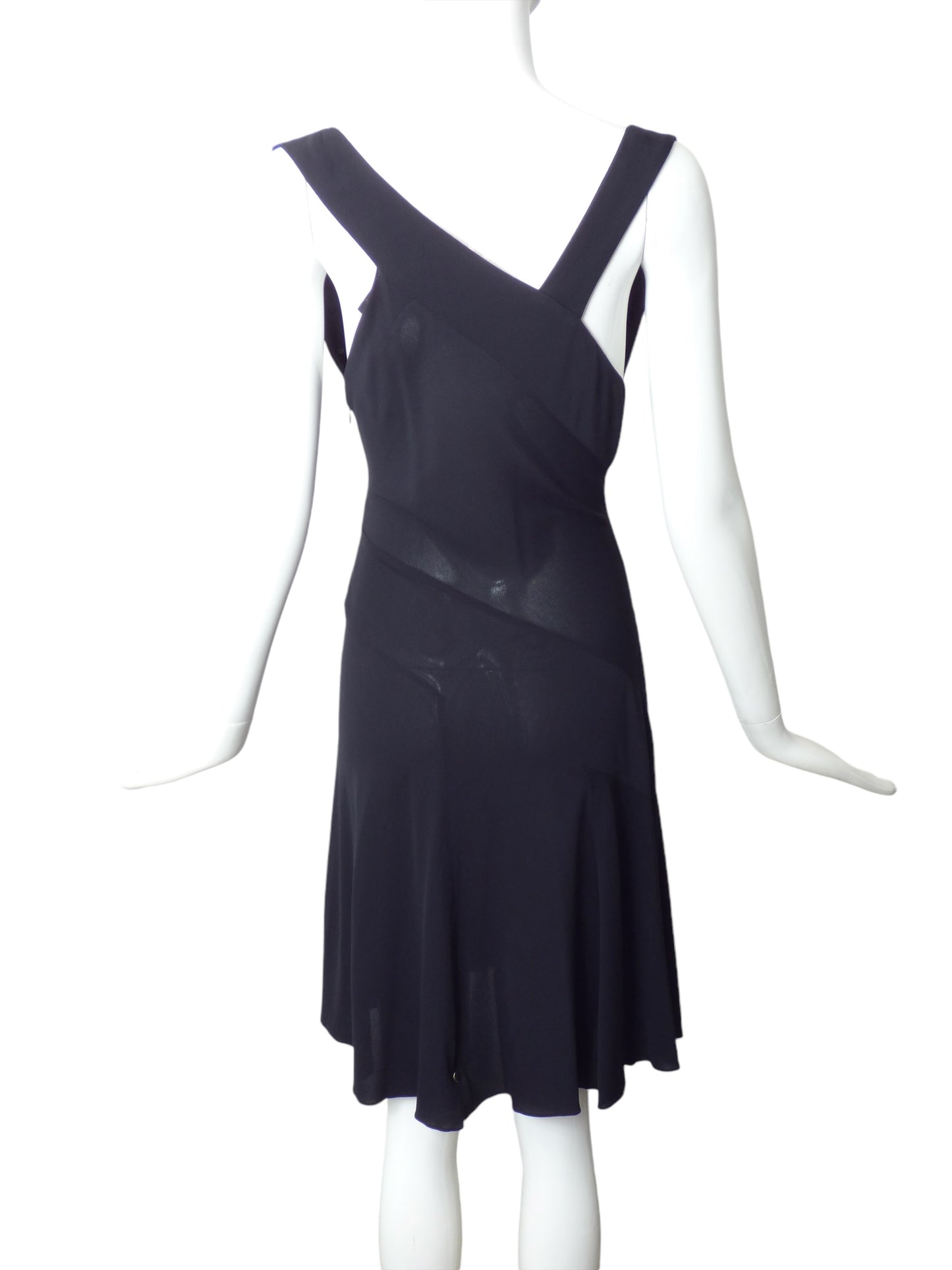 ALAIA- Black Crepe Cowlneck Dress, Size 12