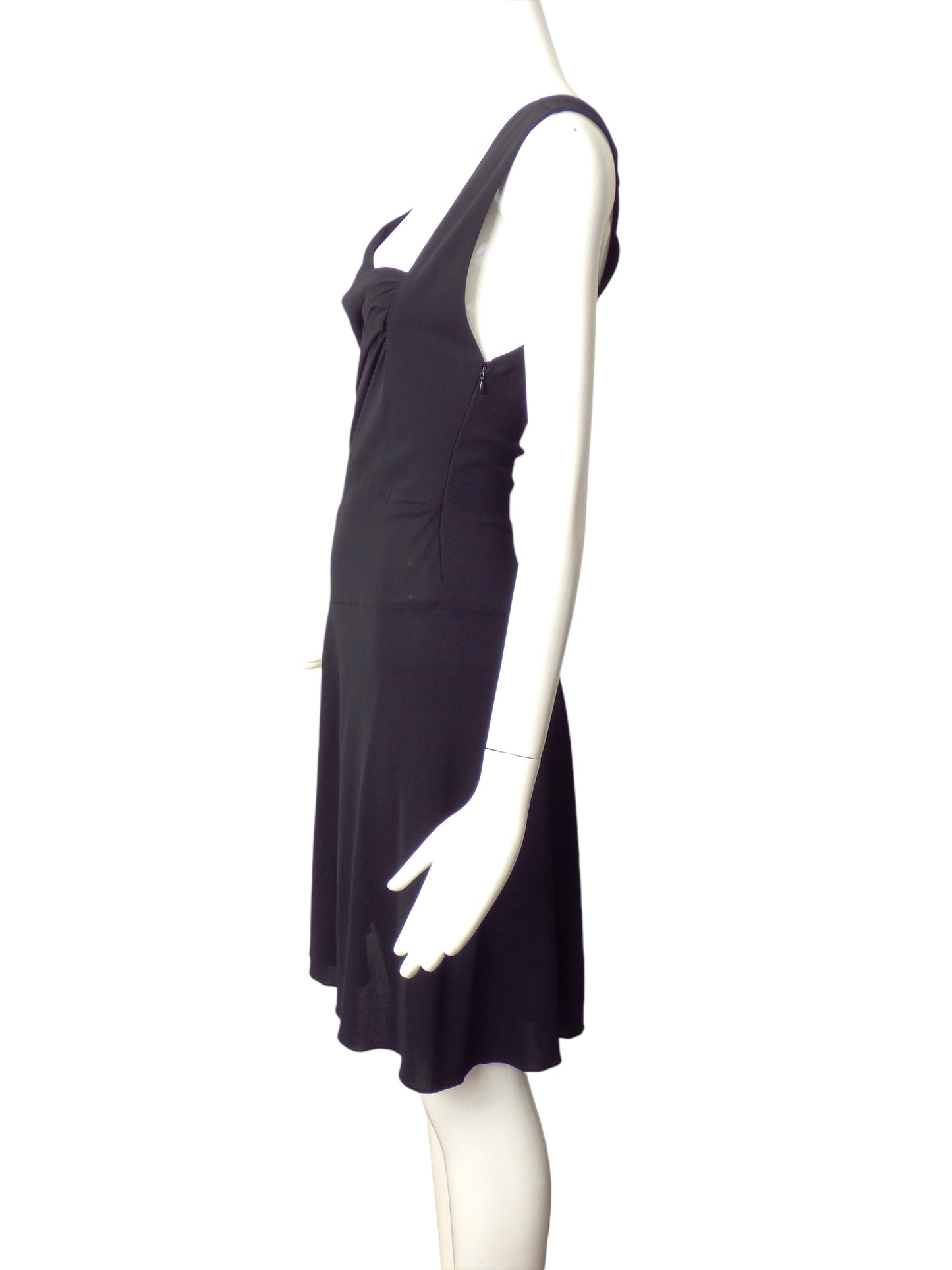 ALAIA- Black Crepe Cowlneck Dress, Size 12