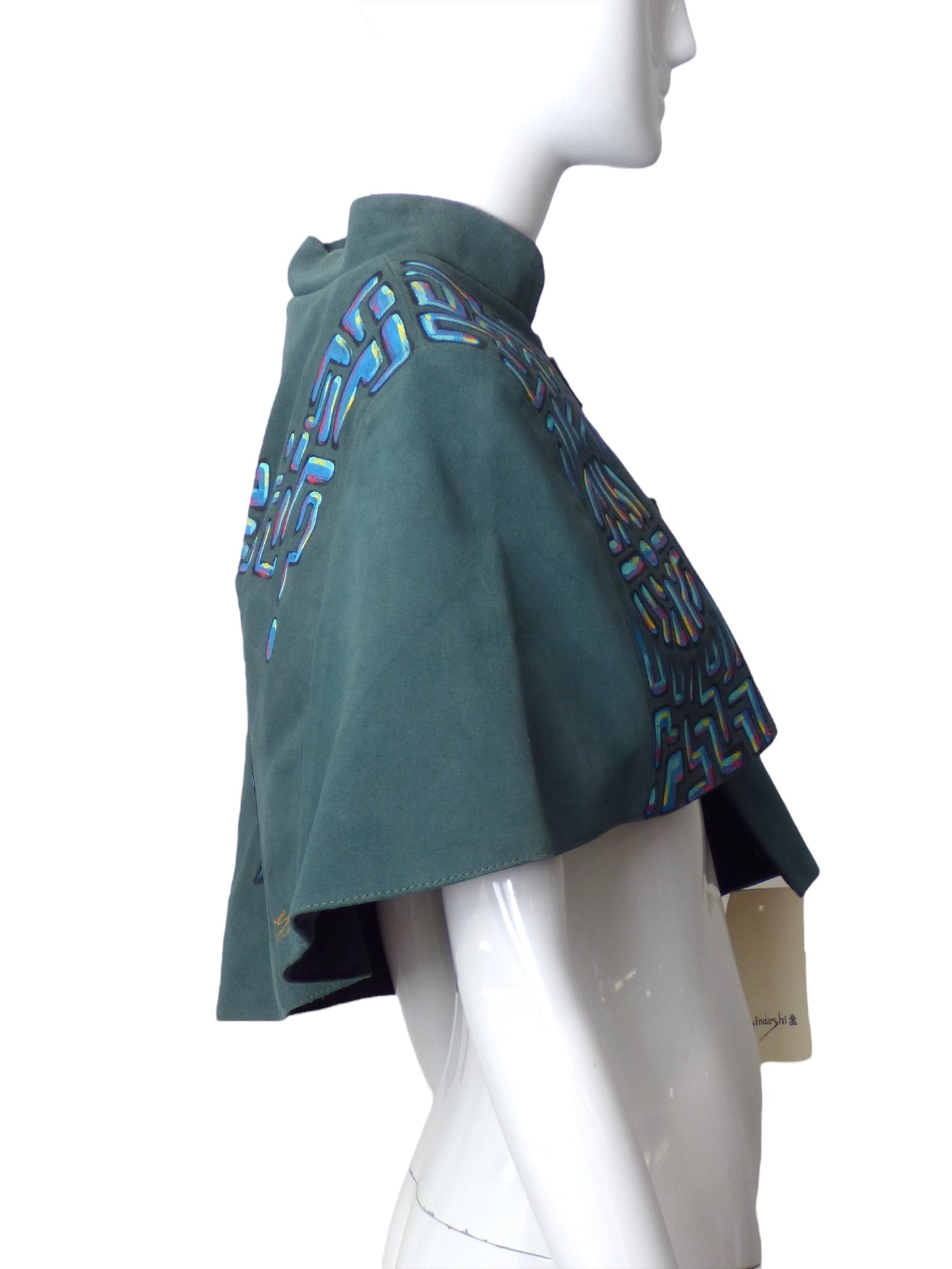 SINDASHI-NWT Hand Painted Suede Capelet, Size Large