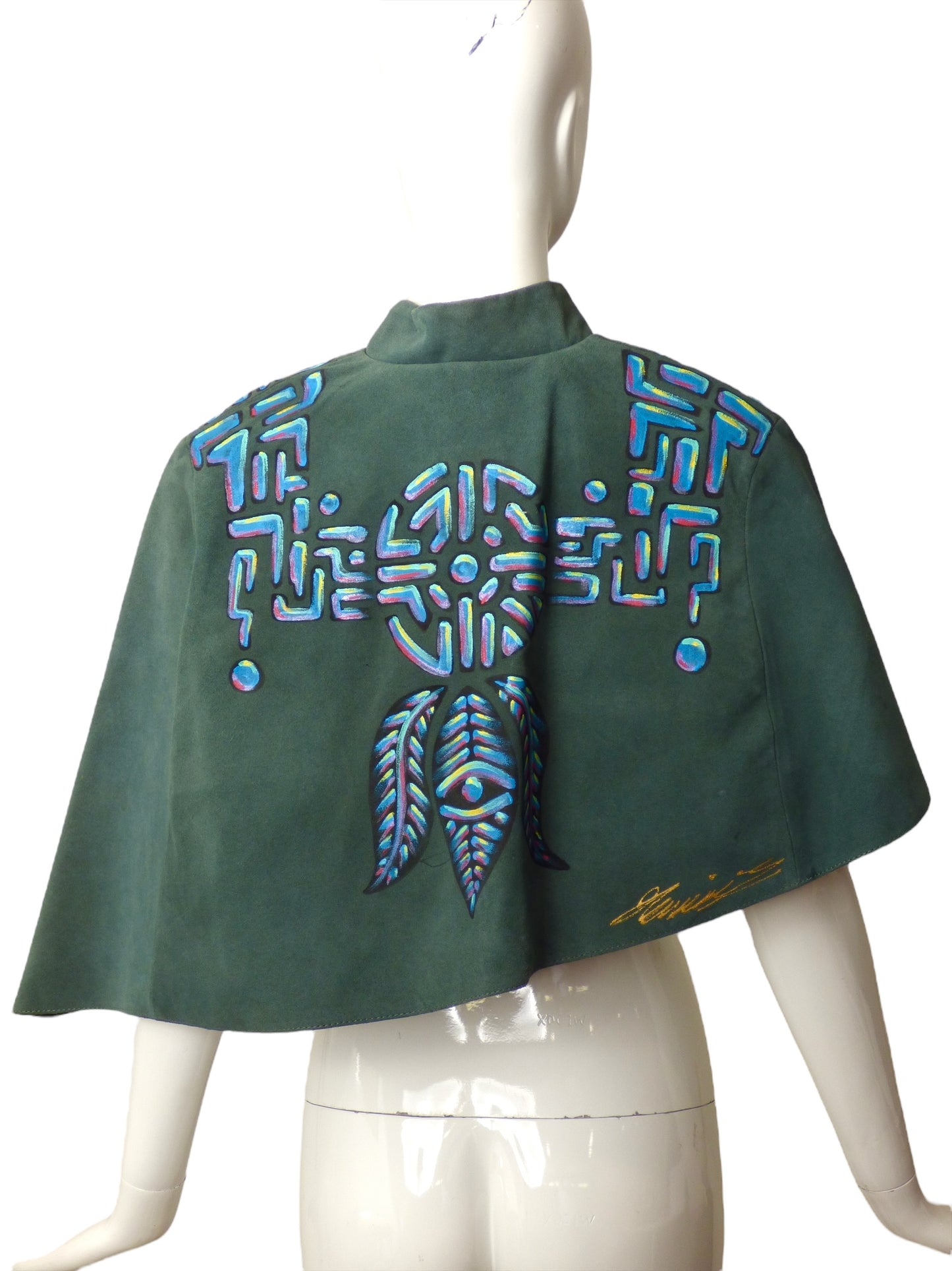 SINDASHI-NWT Hand Painted Suede Capelet, Size Large