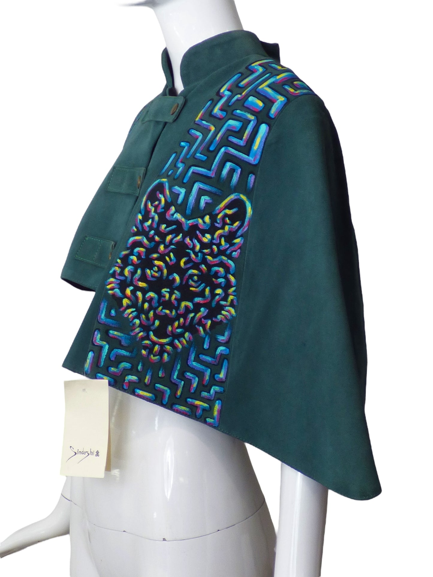 SINDASHI-NWT Hand Painted Suede Capelet, Size Large